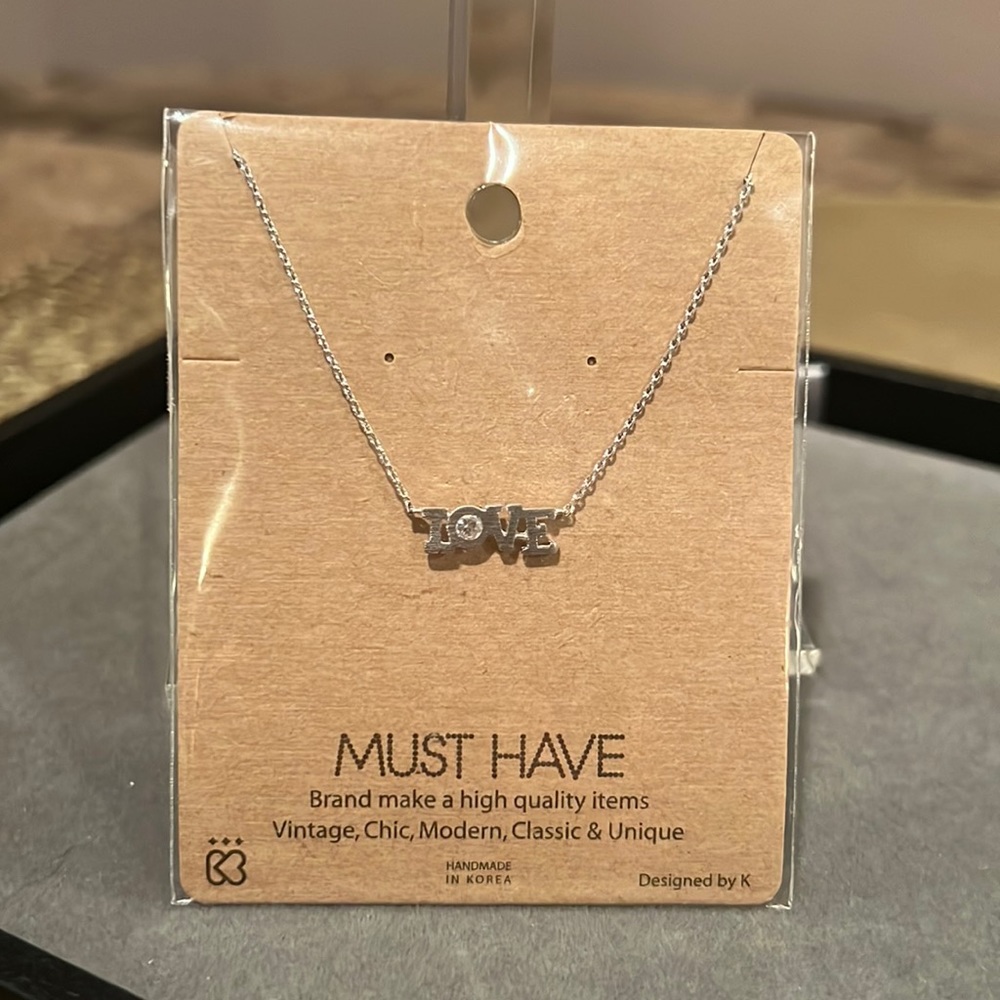 Must Have “Love” Necklace with Crystal, 16”